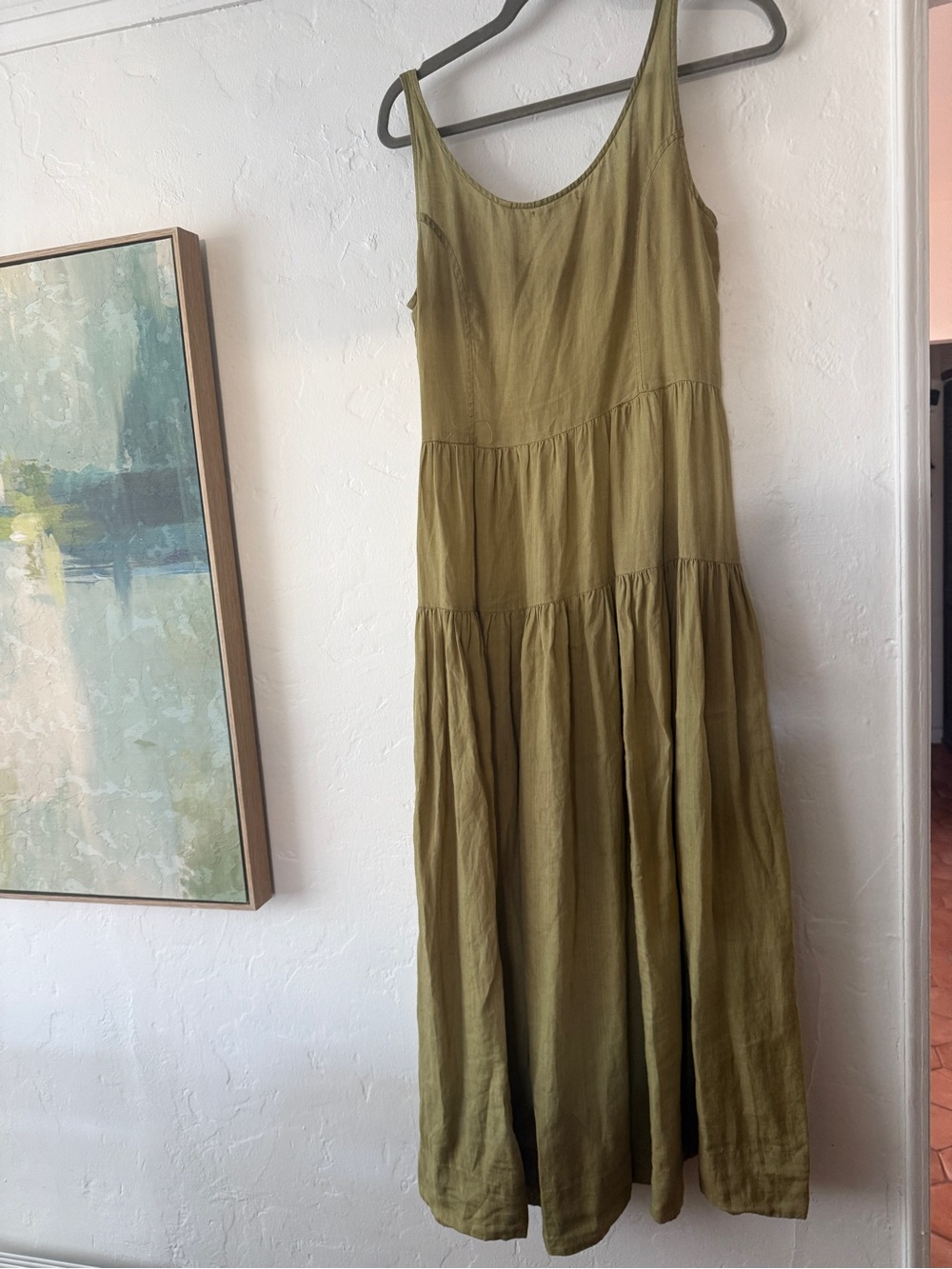 DOEN Avalon midi dress 100% ramie green Verbena color Medium - Picture 3 of 9